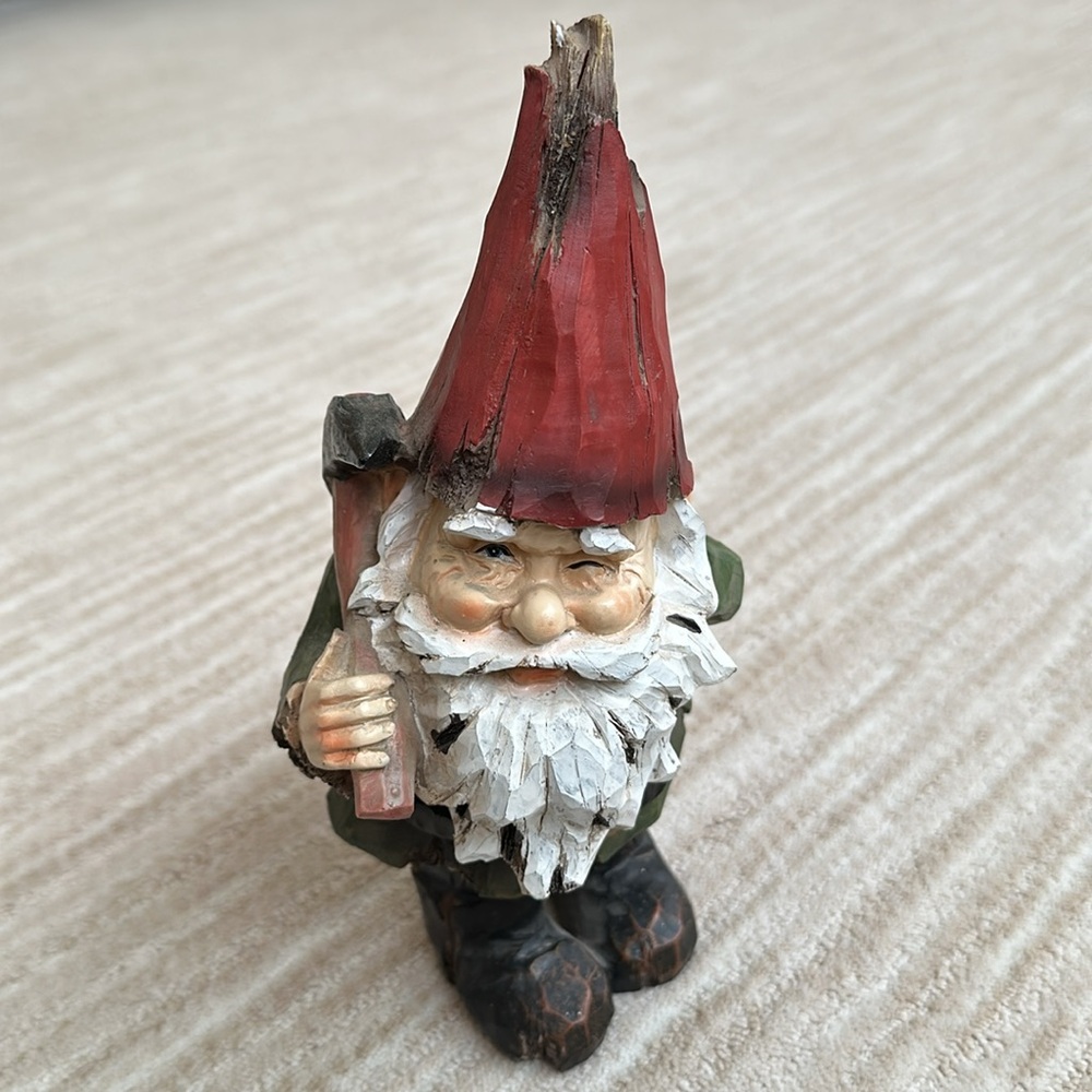 Working Garden Gnome with Pickaxe Outdoor Garden Statue - 10.25" TII Collections